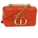 Christian Dior Canage Shoulder Bag Leather Orange Auth 71576SA