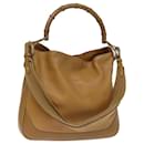 GUCCI Bamboo Shoulder Bag Leather 2way Brown Auth 72419 - Gucci
