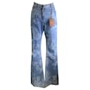 Etro-Blau 2021 Ausgestellte Jeans aus Denim mit Statuenkopf und Blumenmuster - Autre Marque