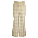 Gucci Beige / Pantaloni di lino a quadri verdi - Autre Marque