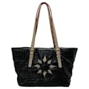 Bottega Veneta Black Leather Intrecciato Tote Bag with Canvas Star - Autre Marque