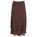 Ganni Pleated Polka-Dot Midi Skirt in Brown Polyester