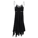 Zimmermann Bowie-Kleid mit ärmellosem Taschentuchsaum aus schwarzer Baumwolle