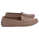 Tod's Penny Slot Gommino Driving Loafers in Nude Leather