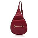 Vintage Red Leather Horsebit Backpack Sling Shoulder Bag - Gucci