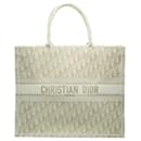 Christian Dior White Gold Oblique Embroidery Large Book Tote