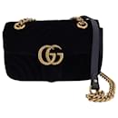Gucci Mini GG Marmont Flap Bag in Black Velvet