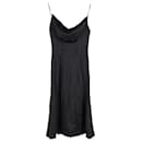 Versace Cowl-Neck Slip Dress in Black Satin