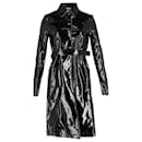 Paco Rabanne Belted Vinyl Trench Coat in Black Synthetic