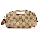 Gucci GG Canvas Bamboo Pouch Canvas Vanity Bag 246174 in good condition