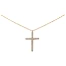 Tiffany Gold 18K Yellow Gold Diamond Medium Metro Cross Pendant Necklace - Tiffany & Co