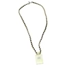 CHANEL Perfume N�‹19 Necklace Metal Leather Gold Black CC Auth bs13938 - Chanel