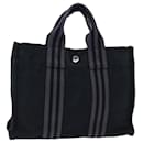 HERMES Fourre Tout PM Hand Bag Canvas Black Gray Auth bs13932 - Hermès