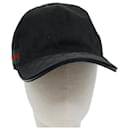 GUCCI GG Canvas Web Sherry Line Cap XL Black Red Green 200035 Auth yk12030 - Gucci