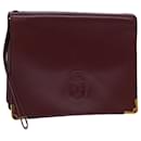 CARTIER Clutch Bag Leather Wine Red Auth bs13974 - Cartier