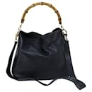 GUCCI Bamboo Shoulder Bag Leather 2way Black Auth 71823 - Gucci