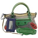 BALENCIAGA Die erste Handtasche Leder 2way Lila Grün 103208 Auth 73254 - Balenciaga