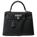 HERMES Kelly 28 Bag in Black Leather - 101899 - Hermès