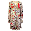 Diane Von Furstenberg Floral Print Kacie Dress in Multicolor Polyester