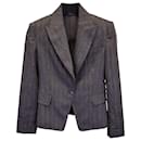 Brunello Cucinelli Pinstripe Blazer Jacket in Grey Wool