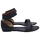 Chloé Ankle Strap Flat Sandals in Black Leather