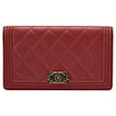 Chanel Quited Leather Le Boy Wallet Leather Long Wallet in Good condition
