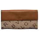 Bvlgari Mania Canvas & Leather Double Flap Continental Wallet Canvas Long Wallet in Good condition - Bulgari