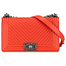 Chanel Orange Medium Chevron Lambskin Boy Flap