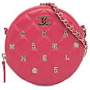 Chanel Pink CC Quilted Lambskin Lucky Charms Round Clutch with Chain