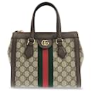 Gucci Brown Small GG Supreme Ophidia Satchel