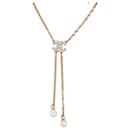 NEUF COLLIER CHANEL LOGO CC NACRE & PERLES 38-54 METAL DORE NECKLACE GOLD - Chanel
