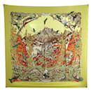 NEW HERMES SICHUAN SCARF BY ROBERT DALLET CARE 90 IN GREEN SILK GREEN SCARF - Hermès