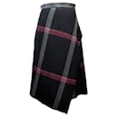 HERMES TARTAN T 40 M SKIRT IN WOOL AND BLACK LEATHER WOOL AND LEATHER SKIRT - Hermès