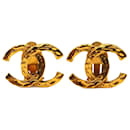 Boucles d'oreilles martelées vintage Chanel CC Coco