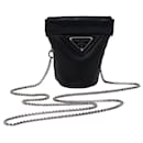PRADA Chain Shoulder Pouch Leather Black Auth 72105 - Prada