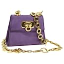 Salvatore Ferragamo Gancini Chain Shoulder Bag Suede Purple Auth 73284