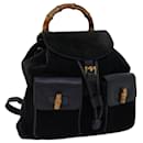 GUCCI Bamboo Backpack Suede Black Auth 71825 - Gucci