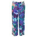Etro Pantalon en Lin Imprimé Multi Violet / Sarcelle - Autre Marque
