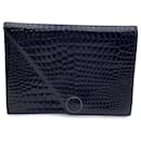 Bolso clutch asimétrico vintage en relieve negro - Yves Saint Laurent