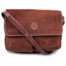 Vintage Brown Suede and Leather Messenger Shoulder Bag - Trussardi