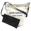 Yves Saint Laurent Rive Gauche Bucket Bag Canvas Umhängetasche in ausgezeichnetem Zustand