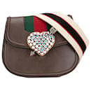 Gucci Brown Small Linea Totem Crystal Heart Crossbody