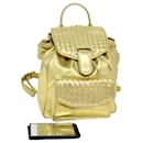 BOTTEGA VENETA INTRECCIATO Backpack Leather Gold Auth 73237 - Autre Marque