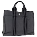 HERMES Fourre Tout PM Hand Bag Canvas Black Gray Auth bs13920 - Hermès