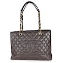 Chanel Brown Quilted Caviar Grand Shopping Tote