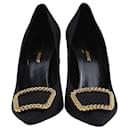 Zapatos de tacón negros con adornos de cadena Saint Sulpice de Saint Laurent