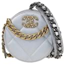 Chanel Grey Quilted Mini 19 Round Shoulder Bag