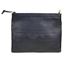 Christian Dior Black Embossed Logo Zip Pouch