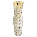 Vestido midi plissado sem mangas com múltiplas estampas marfim da coleção Jason Wu - Autre Marque