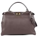 Fendi Peekaboo Regular Leather 2way Handbag in Brown 8BN226